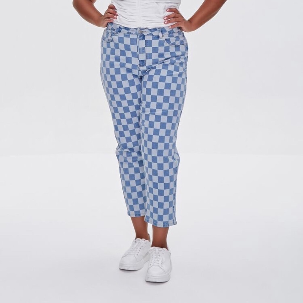 Forever 21 Plus Size Checkered Ankle-Cut Jeans Size 18 New with tags